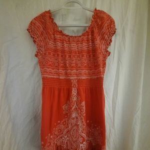 Majora, Cotton peach and white dress.  Size Lg